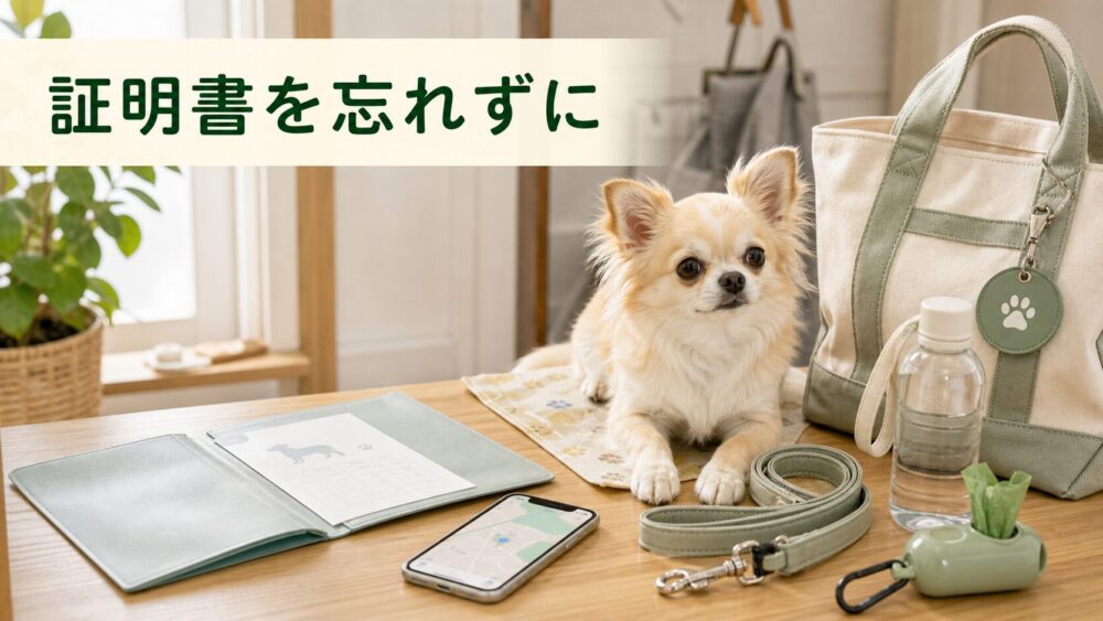ドッグランへ行く前に証明書や持ち物を準備するイメージ